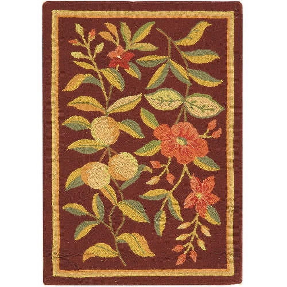 Handmade Burgundy Floral Tufted Wool Area Rug