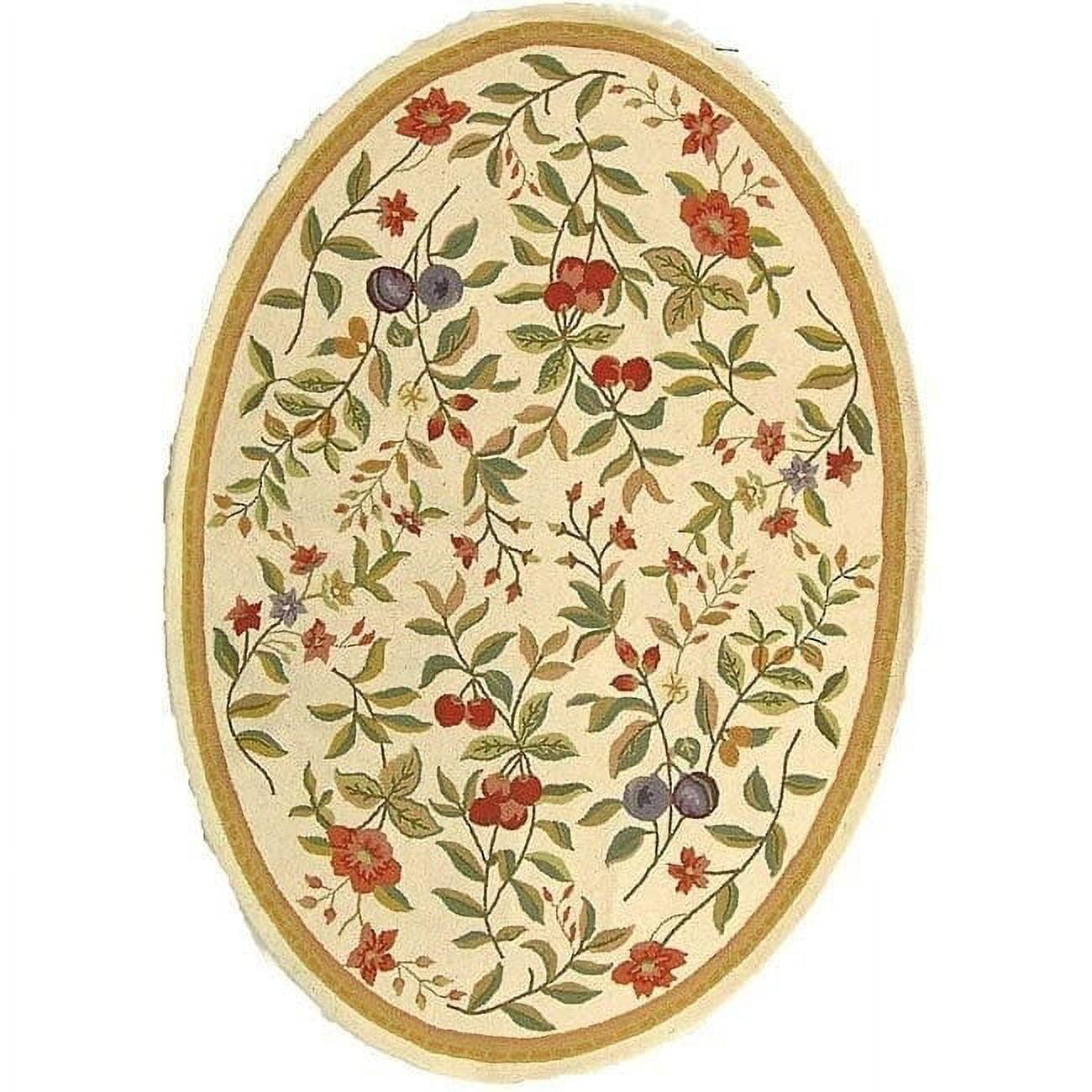 SAFAVIEH Chelsea Dania Floral Wool Area Rug, Ivory, 4'6" x 6'6" Oval