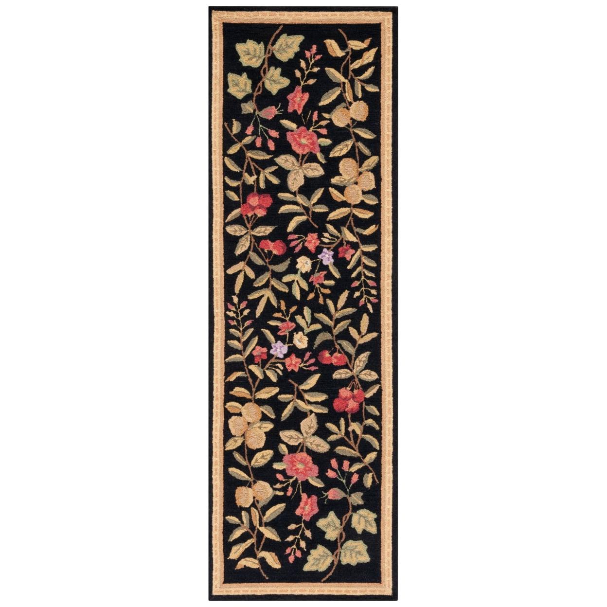 Chelsea HK210 Hand Hooked Runner Rug - Black - 2'6"x12' - Safavieh.