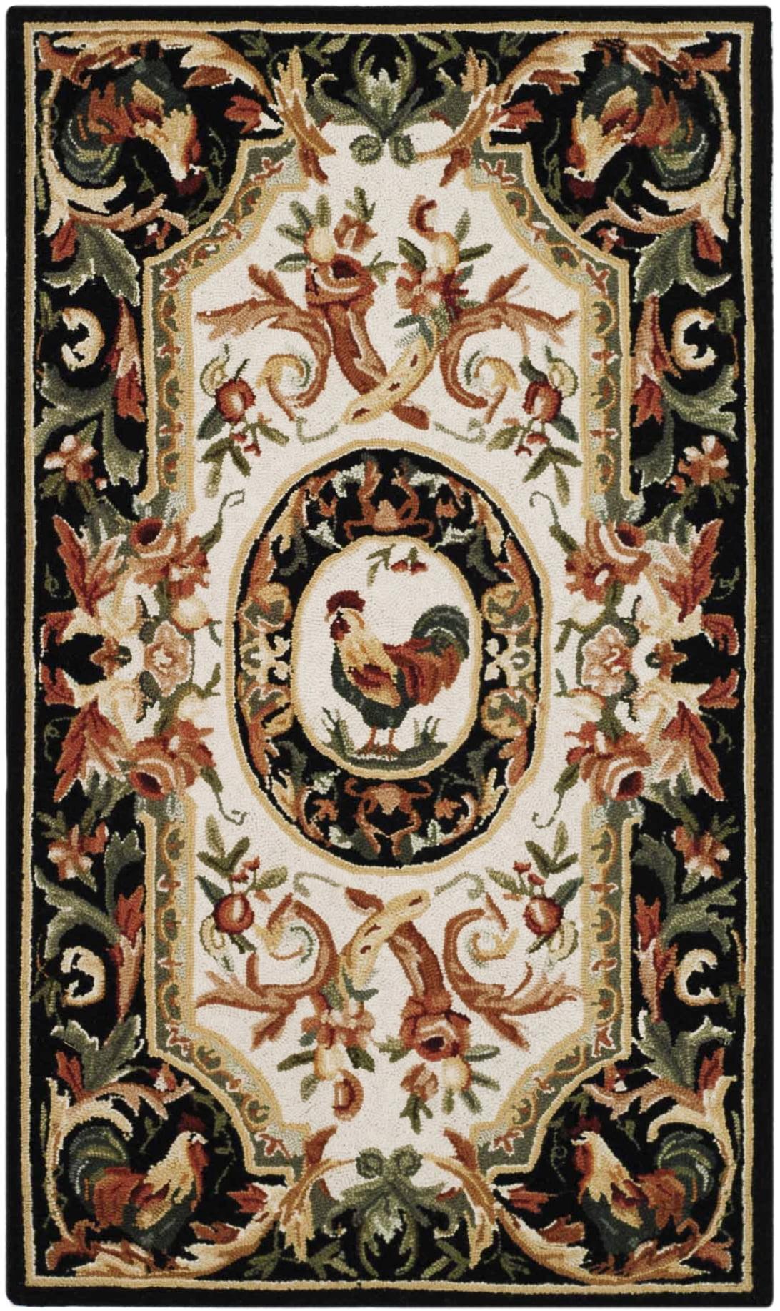 Chelsea HK48 Hand Hooked Accent Rug - Ivory/Black - 2'9"x4'9" - Safavieh.