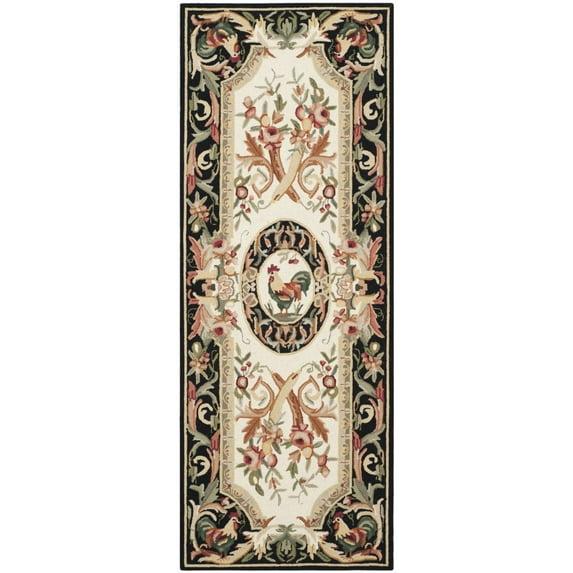 Chelsea HK48 Hand Hooked Runner Rug - Ivory/Black - 2'6"x10' - Safavieh.