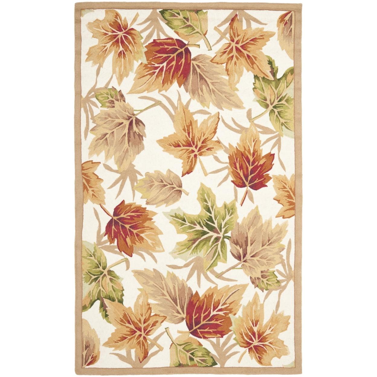 SAFAVIEH Chelsea Enric Floral Wool Area Rug, Ivory, 5'3" x 8'3"