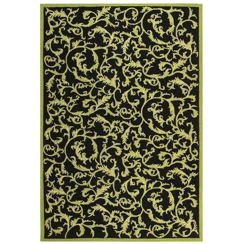 Chelsea Black and Olive Hand-Hooked Wool Area Rug