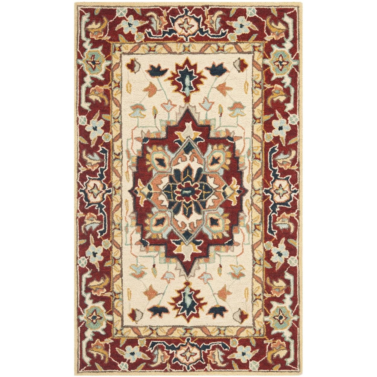 Chelsea HK709 Hand Hooked Accent Rug - Red/Ivory - 2'6"x4' - Safavieh.