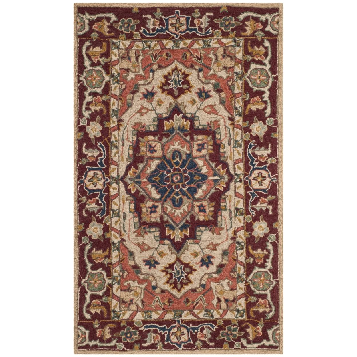 Chelsea Red and Ivory Hand-Hooked Wool Area Rug