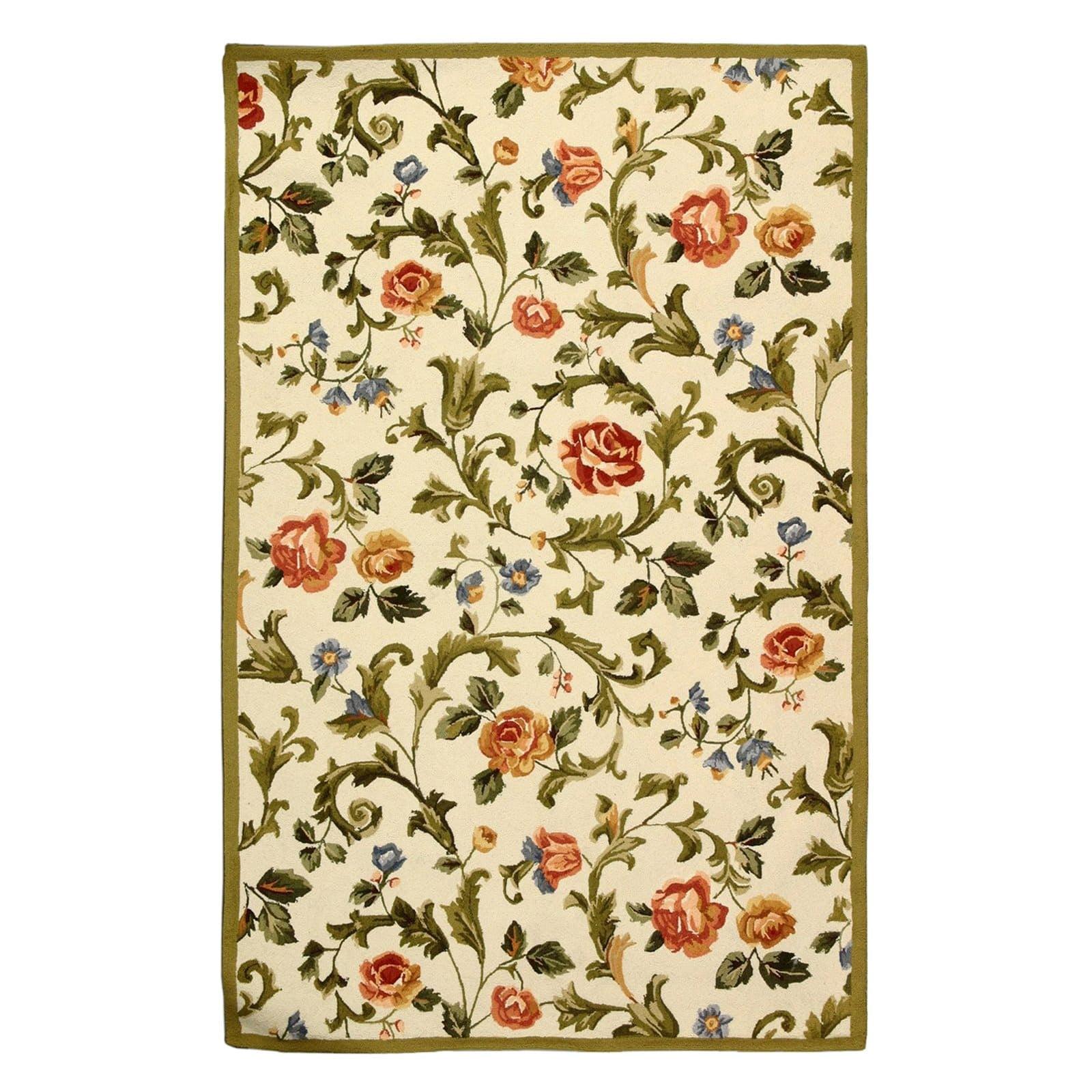 SAFAVIEH Chelsea Georgiana Floral Wool Area Rug, Ivory, 2'9" x 4'9"