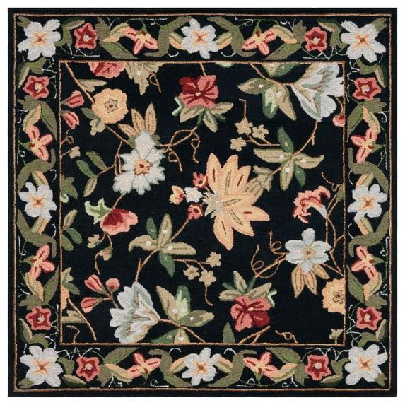 SAFAVIEH Chelsea Gisselle Bordered Wool Area Rug, Black, 10' x 10' Square
