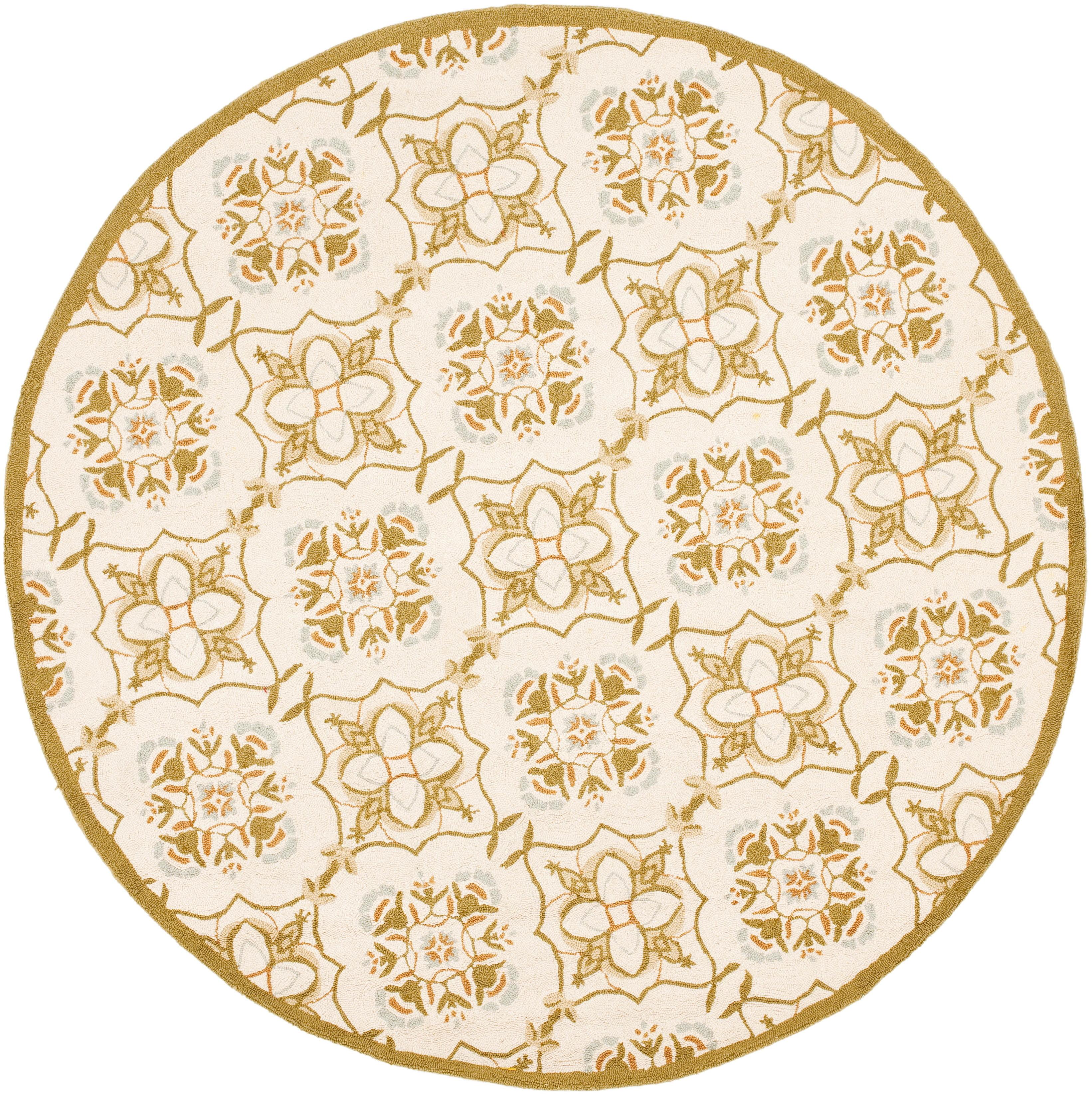 SAFAVIEH Chelsea Jamison Bordered Area Rug, Ivory/Green, 8' x 8' Round