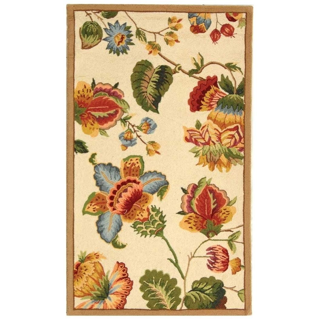 SAFAVIEH Chelsea Hayleigh Floral Wool Area Rug, Ivory, 2'6" x 4'