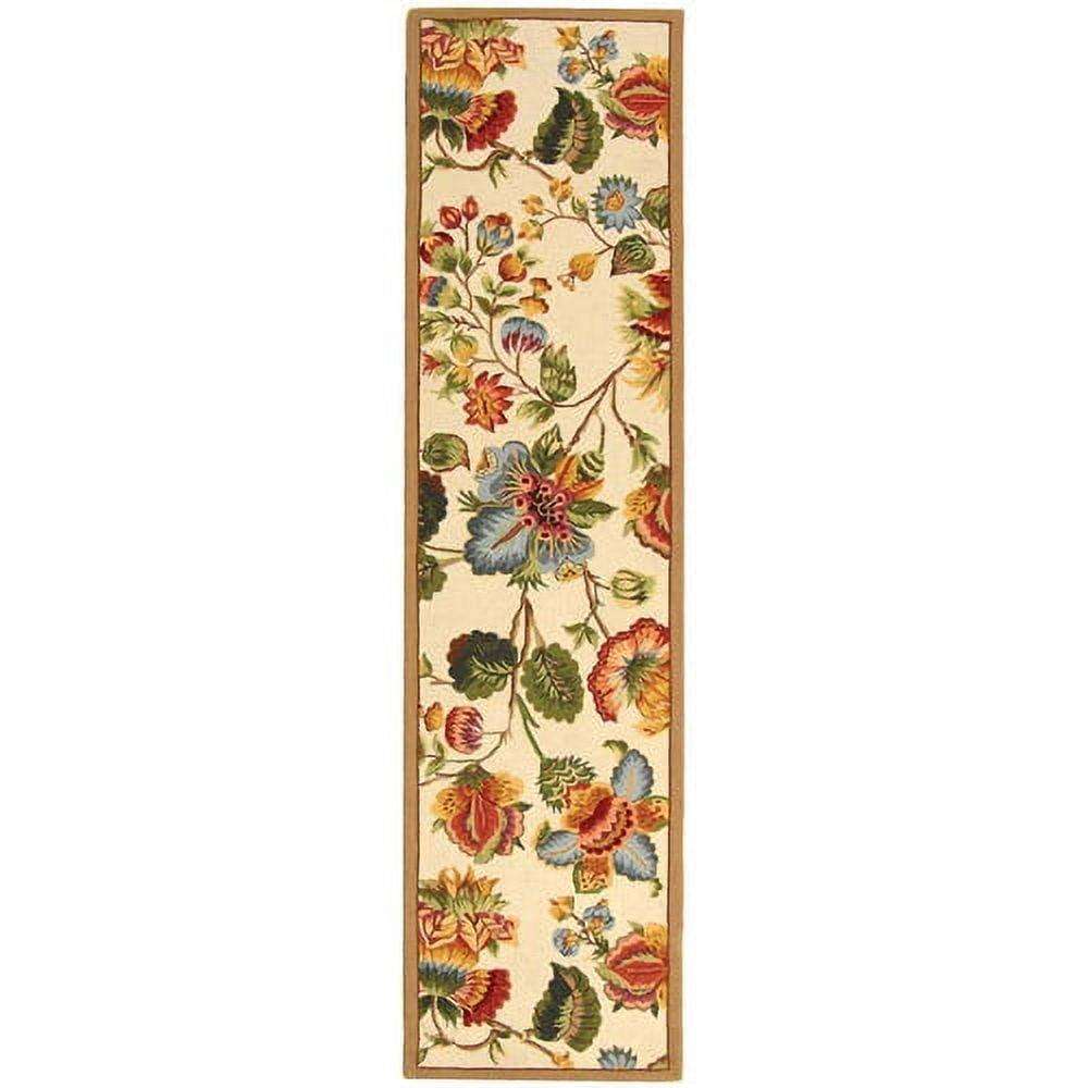SAFAVIEH Chelsea Hayleigh Floral Wool Runner Rug, Ivory, 2'6" x 10'
