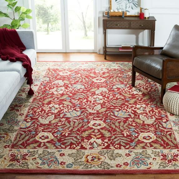Chelsea HK140 Hand Hooked Area Rug - Red/Ivory - 8'x8' - Safavieh.