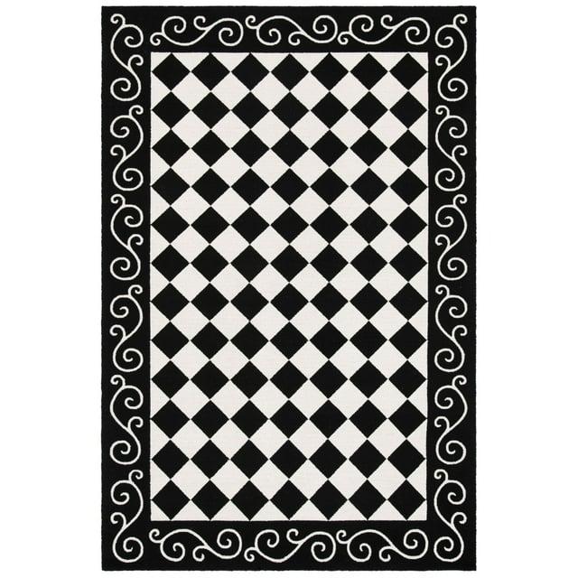 SAFAVIEH Chelsea Hollie Geometric Wool Area Rug, Black/Ivory, 4' x 4' Round