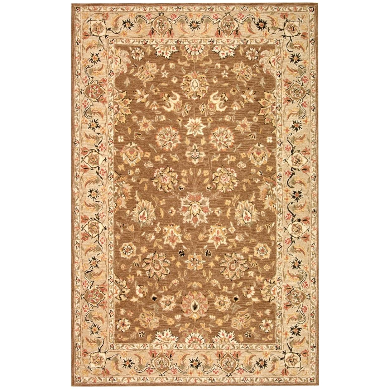 SAFAVIEH Chelsea Kaeden Floral Wool Area Rug, Brown/Ivory, 3'9" x 5'9"