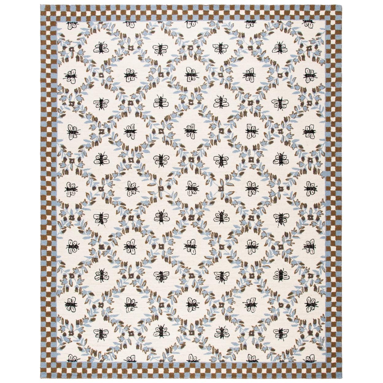 Chelsea HK55 Hand Hooked Accent Rug - Ivory/Light Blue - 2'6"x4' - Safavieh.