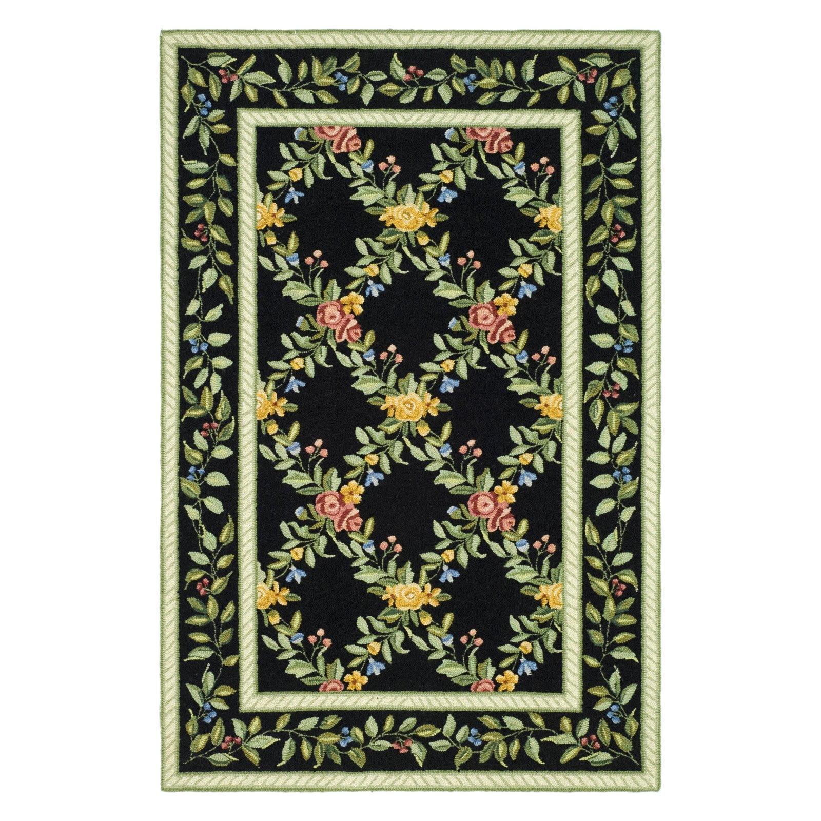 SAFAVIEH Chelsea Makayla Floral Wool Area Rug, Black, 3'9" x 5'9"