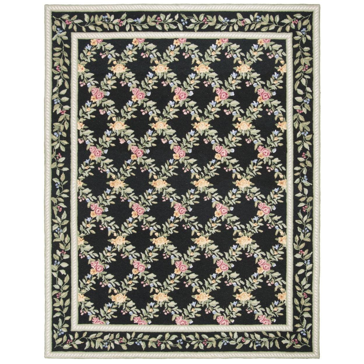 SAFAVIEH Chelsea Makayla Floral Wool Area Rug, Black, 3'9" x 5'9"