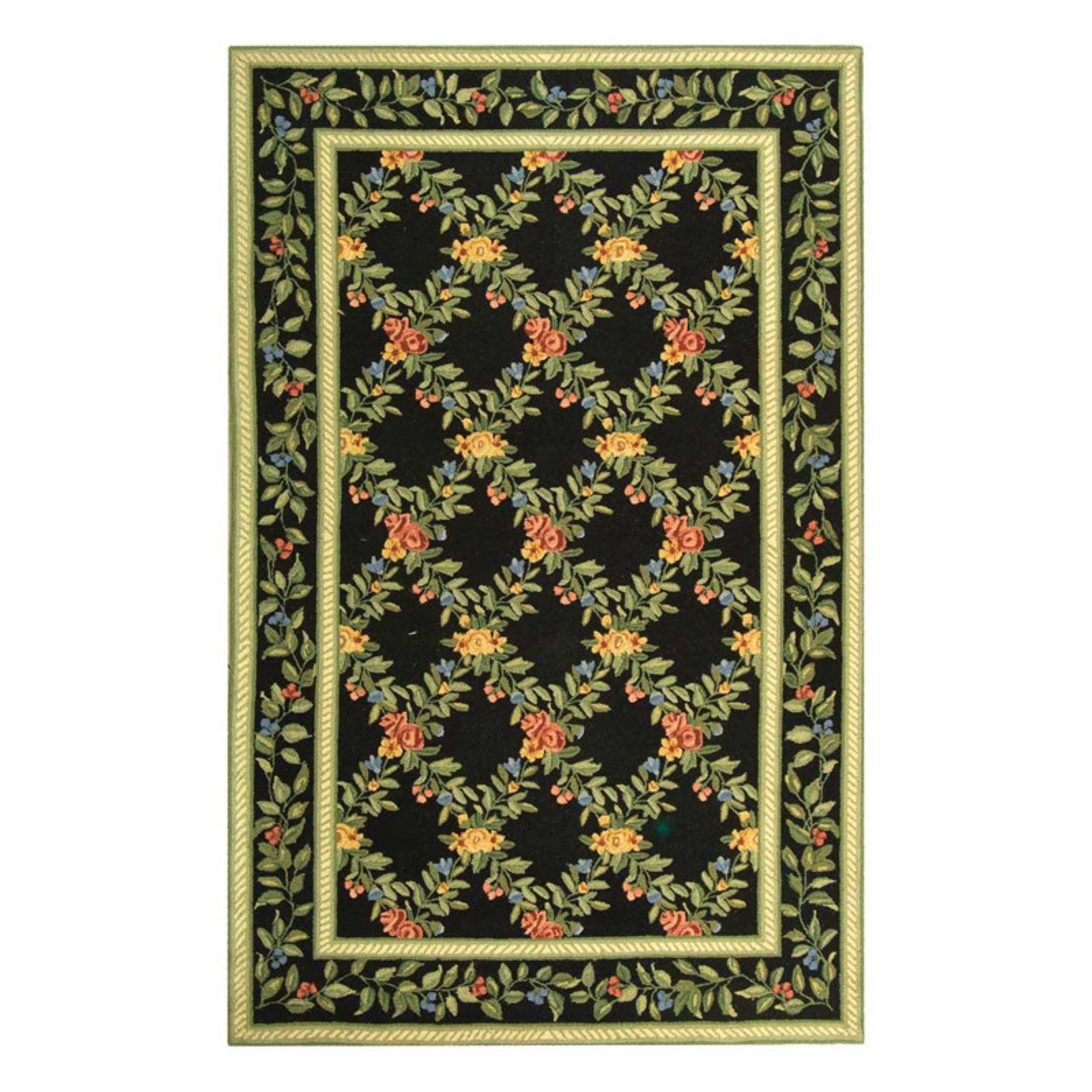 SAFAVIEH Chelsea Makayla Floral Wool Area Rug, Black, 5'3" x 8'3"