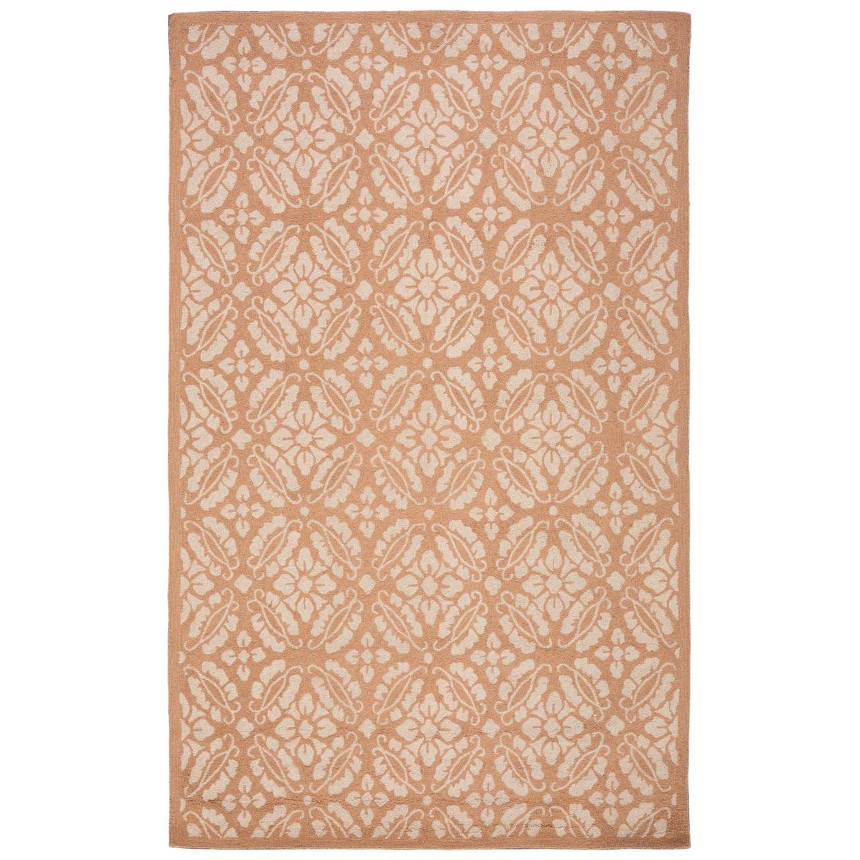 Blush Rectangular Handmade Wool Area Rug, 5'3" x 8'3"