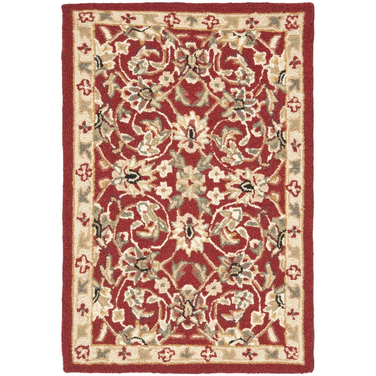 SAFAVIEH Chelsea Raeburn Traditional Wool Area Rug, Burgundy/Ivory, 1'8" x 2'6"