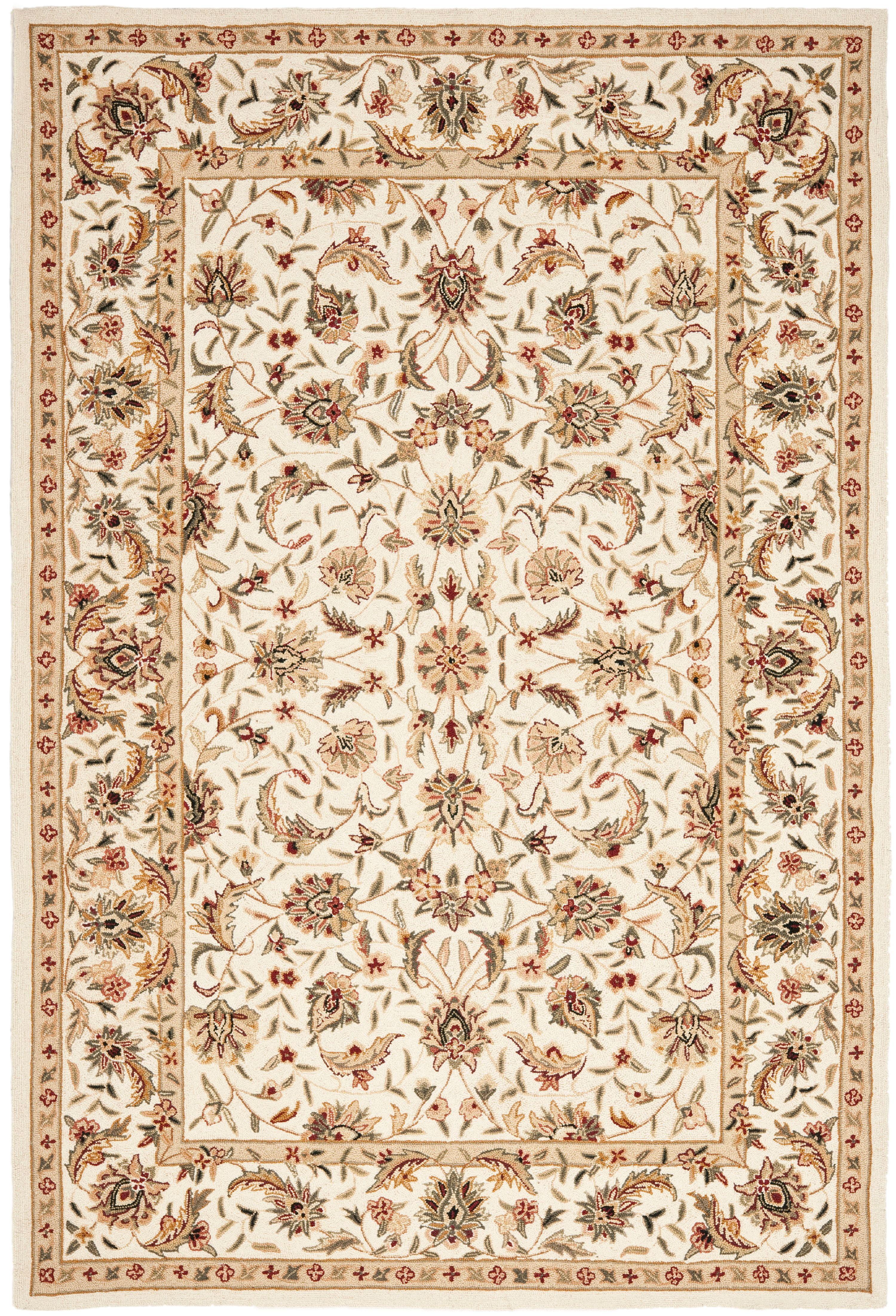 Ivory Floral Tufted Wool 9' x 12' Area Rug