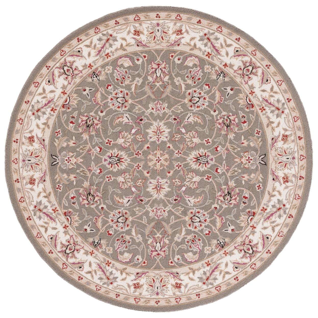 Ivory Elegance 3' Round Hand-Knotted Wool Area Rug