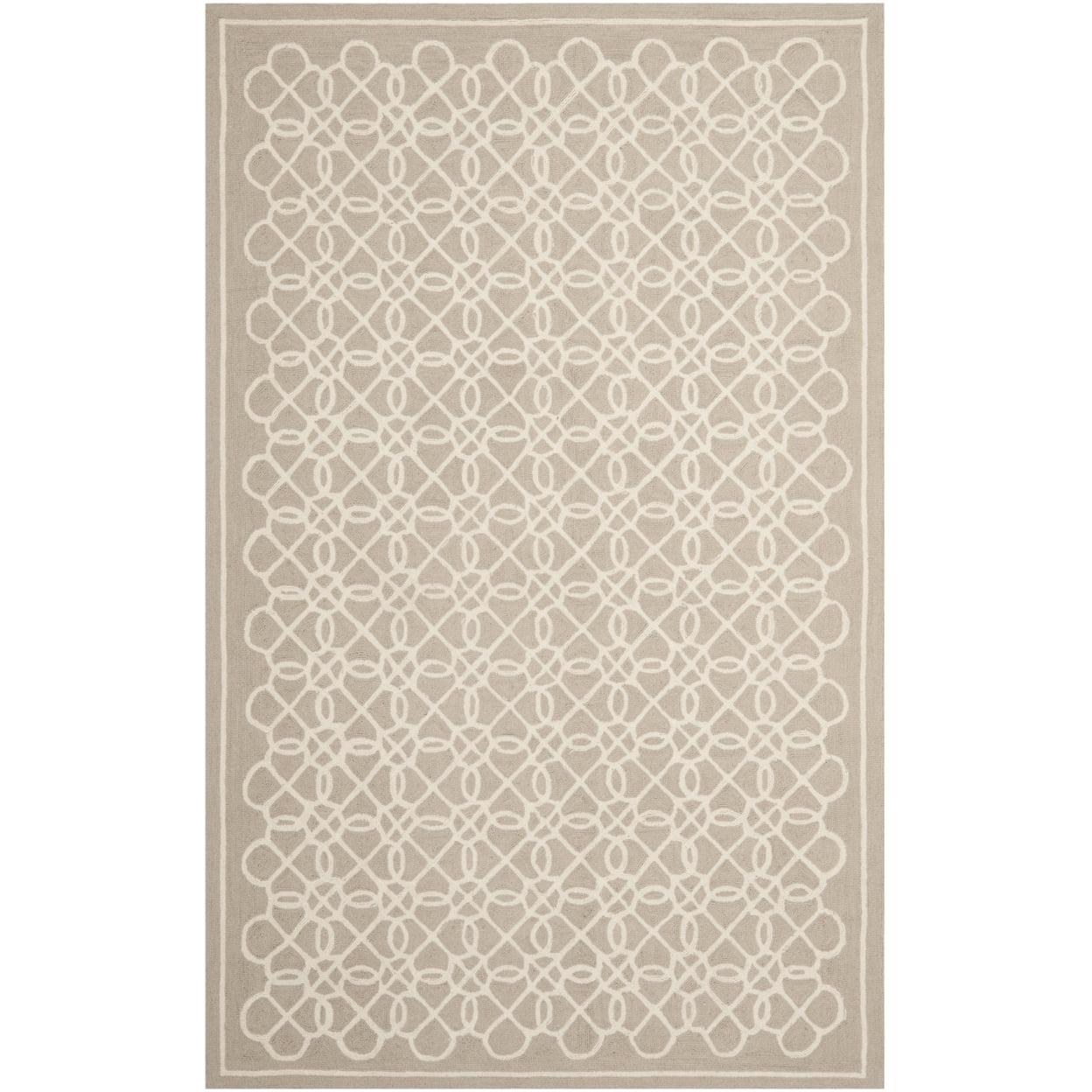 Handmade Tufted Floral Wool Area Rug in Tan and Ivory