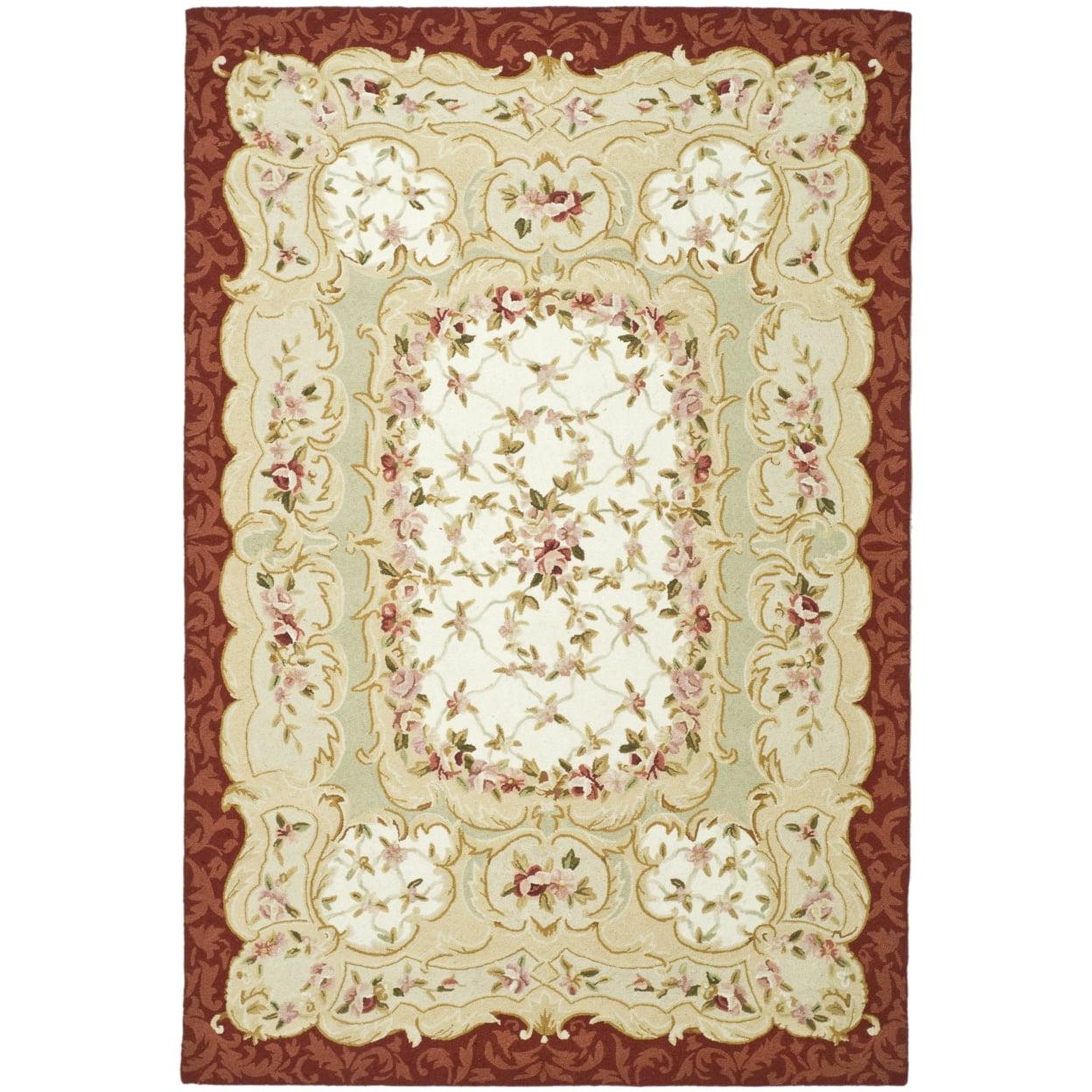 SAFAVIEH Chelsea Zoja Floral Wool Area Rug, Ivory/Burgundy, 8'9" x 11'9"