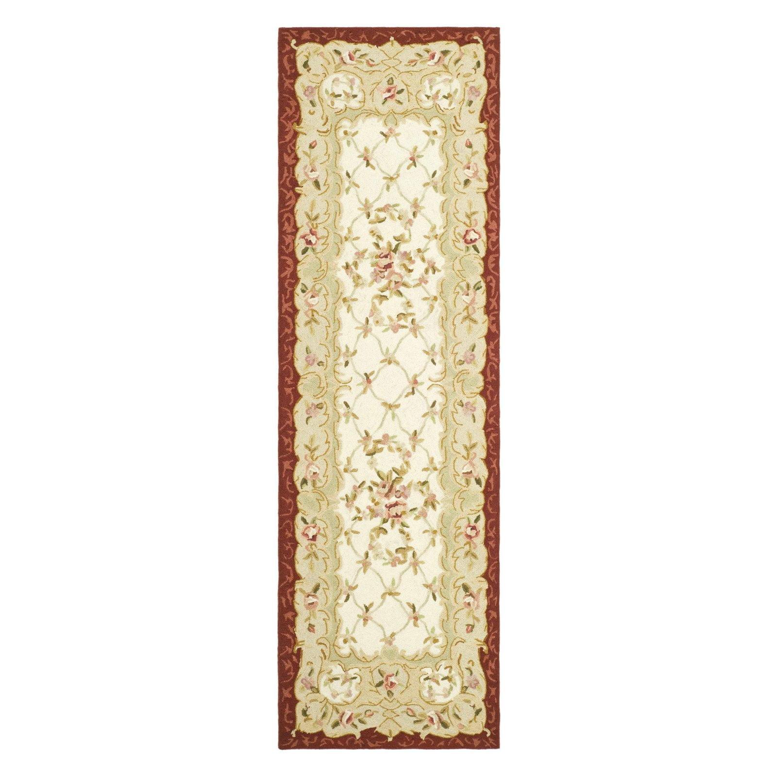 SAFAVIEH Chelsea Zoja Floral Wool Runner Rug, Ivory/Burgundy, 2'6" x 8'