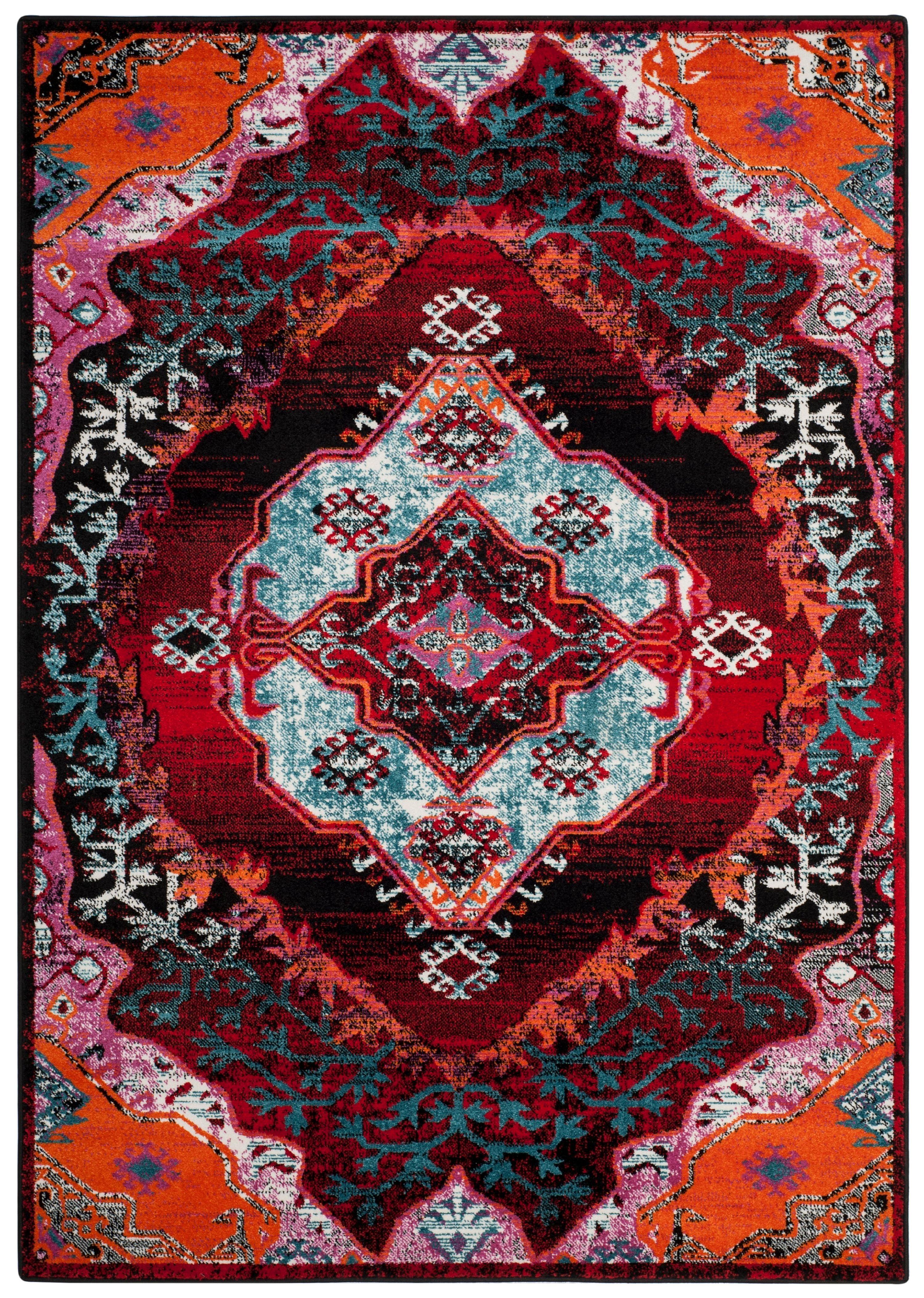 SAFAVIEH Cherokee Thane Southwestern Area Rug, Light Blue/Red, 3' x 5'