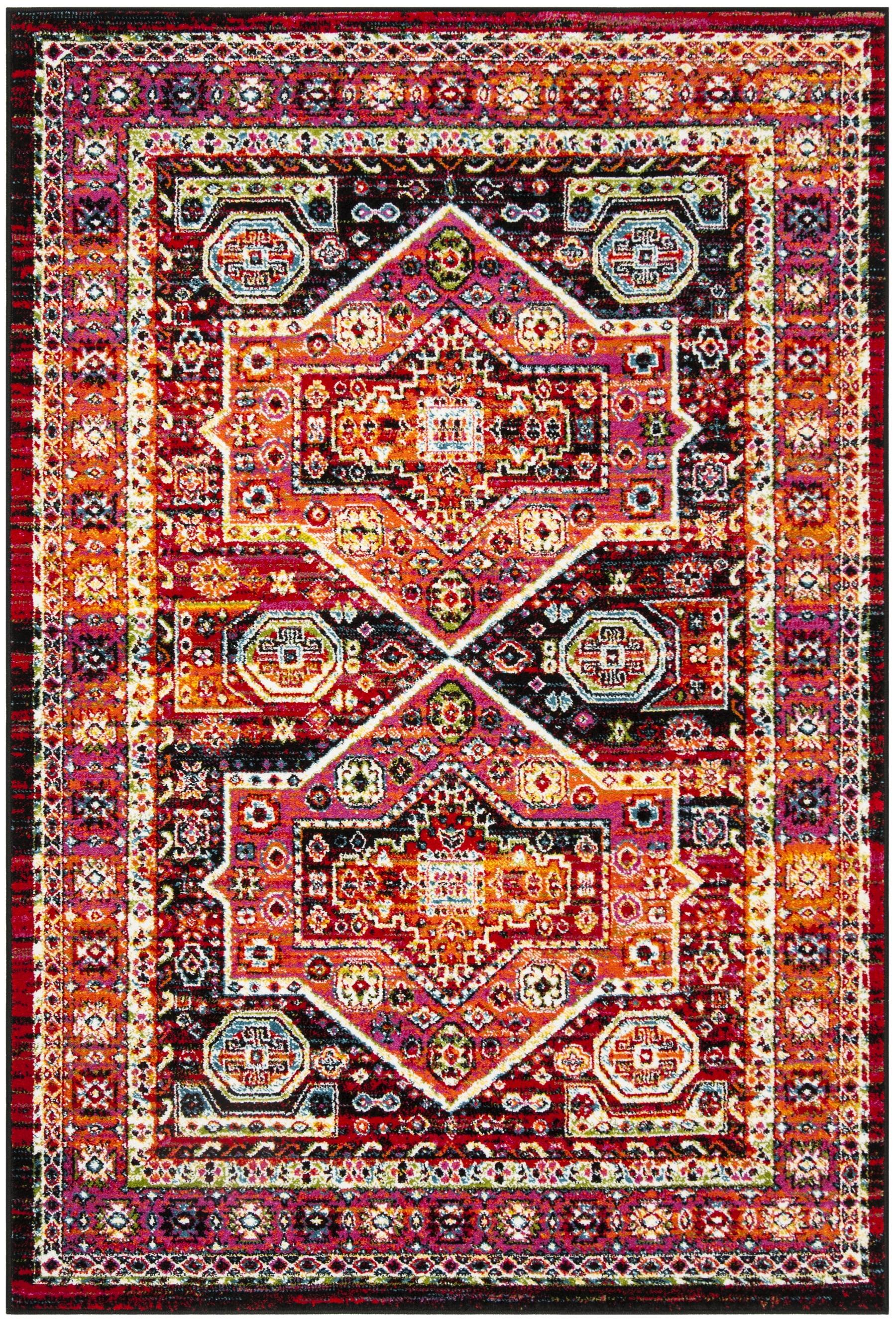 SAFAVIEH Cherokee Kelleigh Oriental Area Rug, Black/Orange, 5'1" x 7'6"