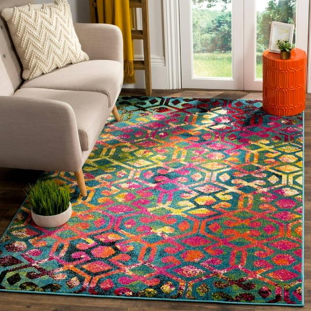 SAFAVIEH Cherokee Maitland Geometric Area Rug, Light Blue/Fuchsia, 4' x 6'