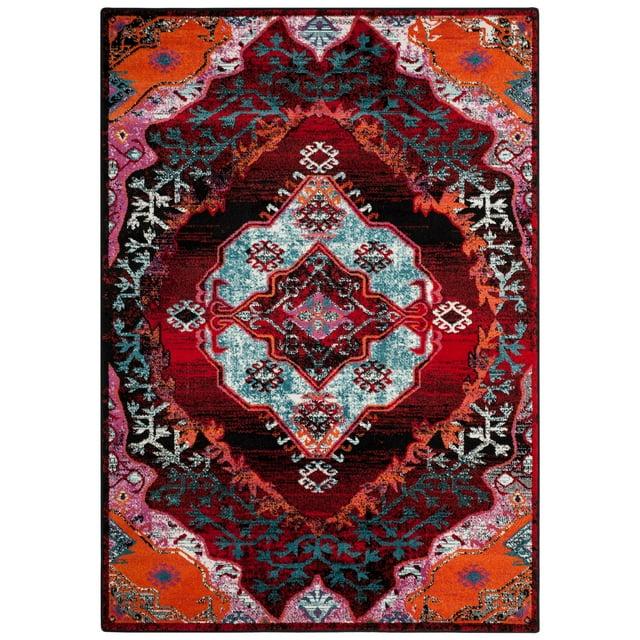 SAFAVIEH Cherokee Thane Southwestern Area Rug, Light Blue/Red, 3' x 5'