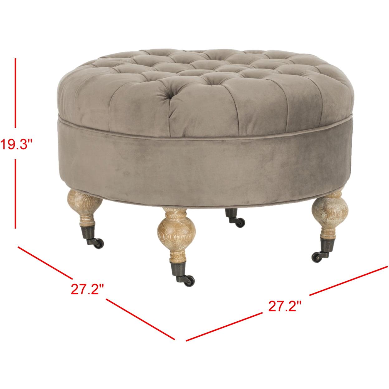 Clara Round Ottoman - MCR4601 - Mushroom - Safavieh