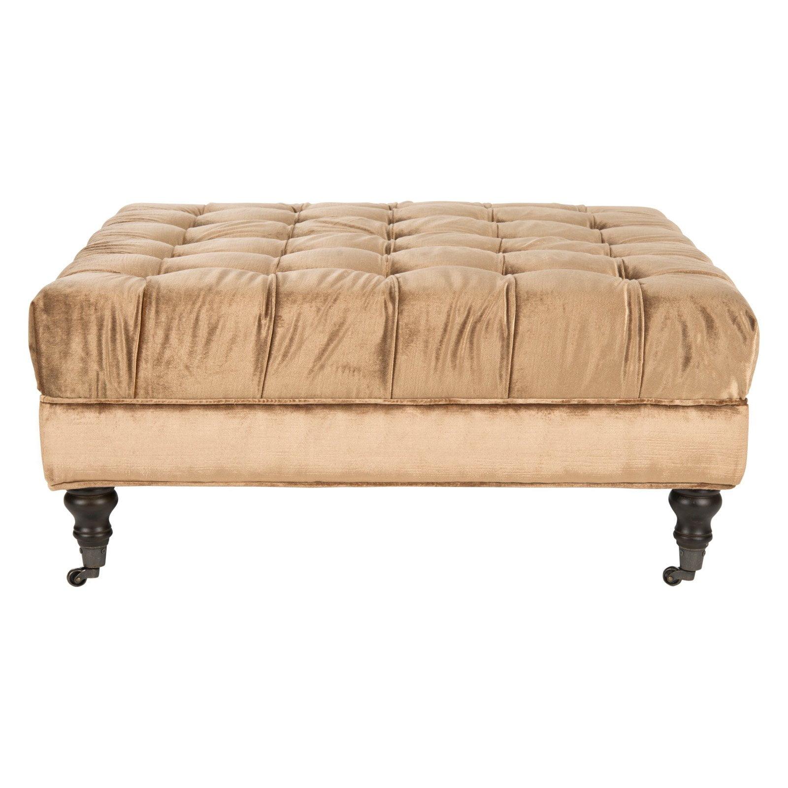 Clark 35" Golden Olive Tufted Cotton Cocktail Ottoman