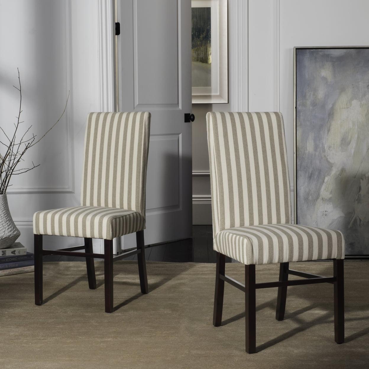 Cherry Mahogany & Cream Leather Parsons Side Chair, Set of 2