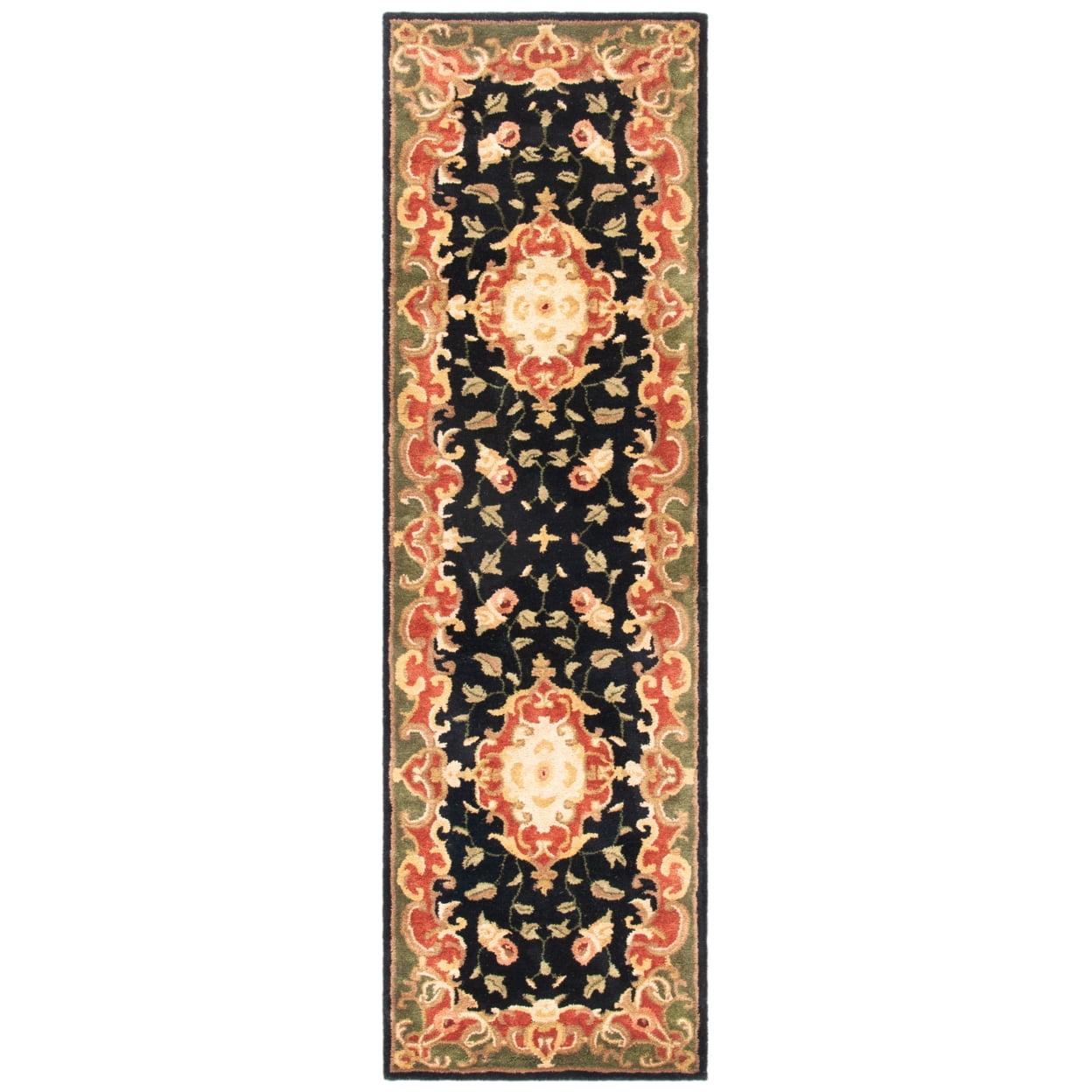 SAFAVIEH Classic Chedomir Floral Wool Area Rug, Black/Green, 4' x 6'