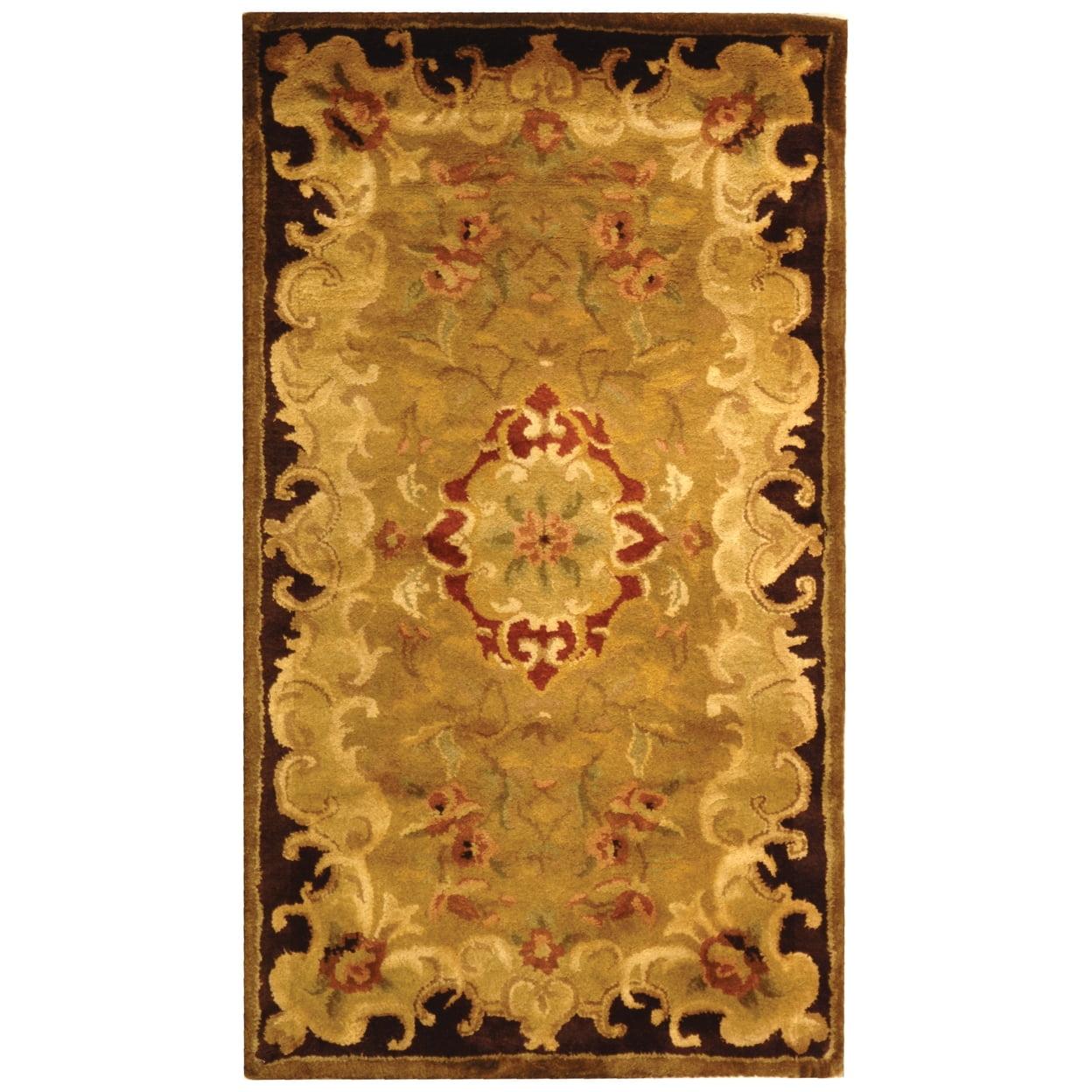 SAFAVIEH Classic Chedomir Floral Wool Area Rug, Gold/Cola, 2'3" x 4'