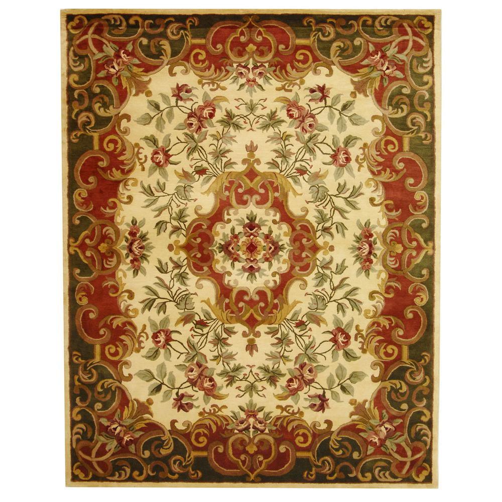 SAFAVIEH Classic Chedomir Floral Wool Area Rug, Ivory/Green, 7'6" x 9'6"