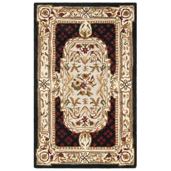 SAFAVIEH Classic Flanagan Oriental Wool Area Rug, Black, 4' x 6'