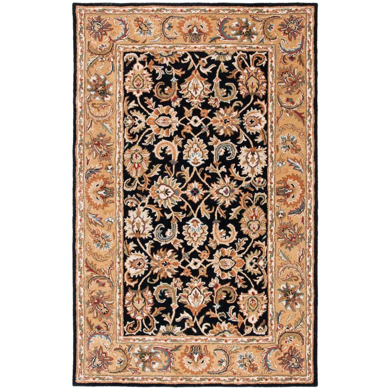 SAFAVIEH Classic Gloria Traditional Wool Area Rug, Black/Gold, 4' x 6'