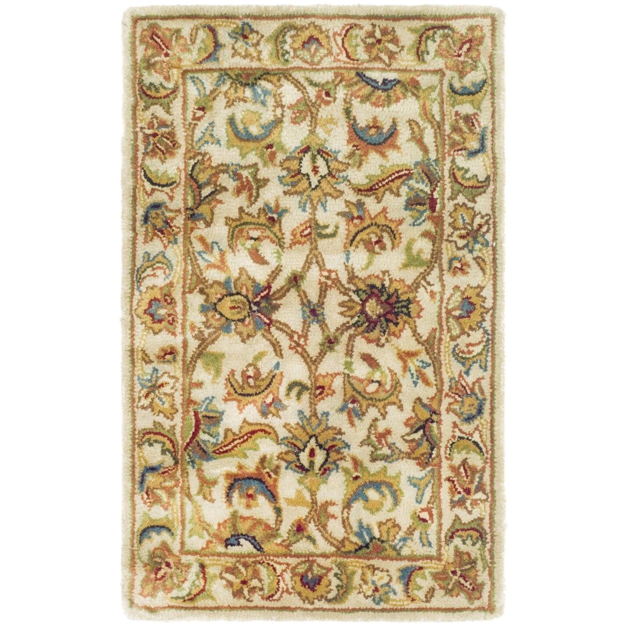 Ivory Hand-Tufted Wool Persian-Inspired Area Rug 2'3" x 4'