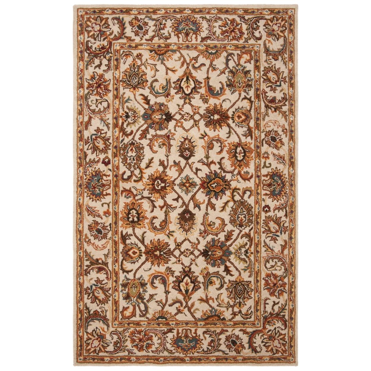 Ivory Hand-Tufted Wool Persian-Inspired Area Rug, 5' x 8'