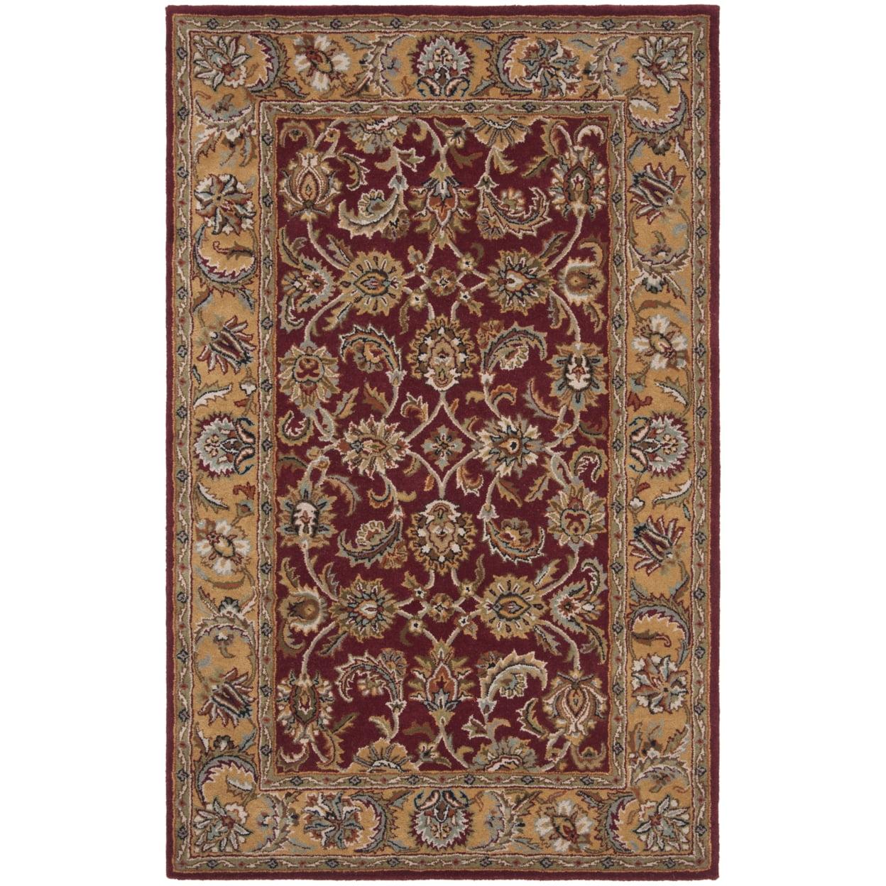 Regal Elegance Round Red and Gold 5' Wool Area Rug