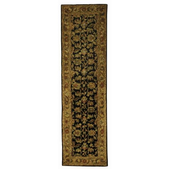 Classic CL758 Hand Tufted Runner Rug - Black/Gold - 2'3"x12' - Safavieh.