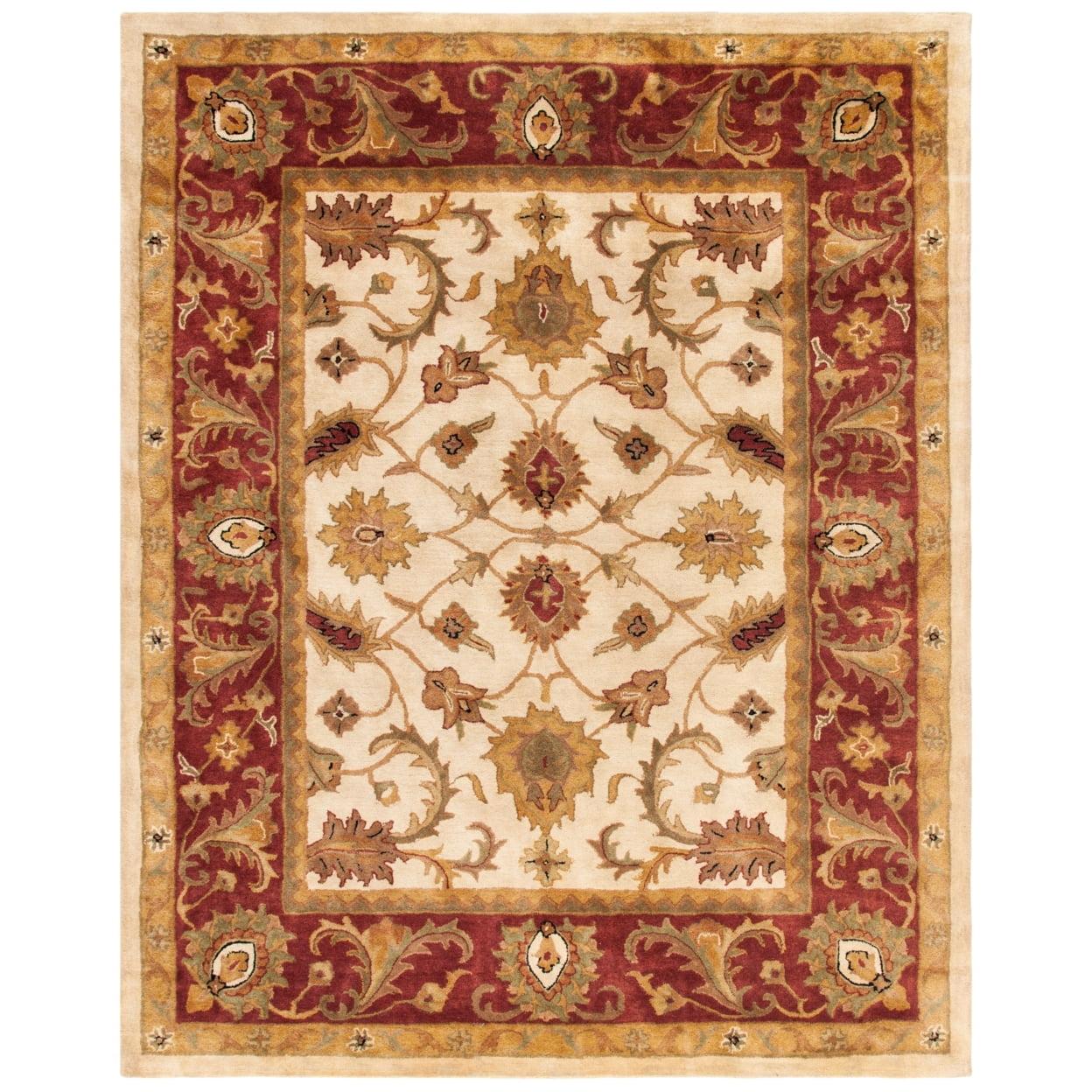 Classic CL244 Hand Tufted Accent Rug - Ivory/Red - 3'6" Round - Safavieh.
