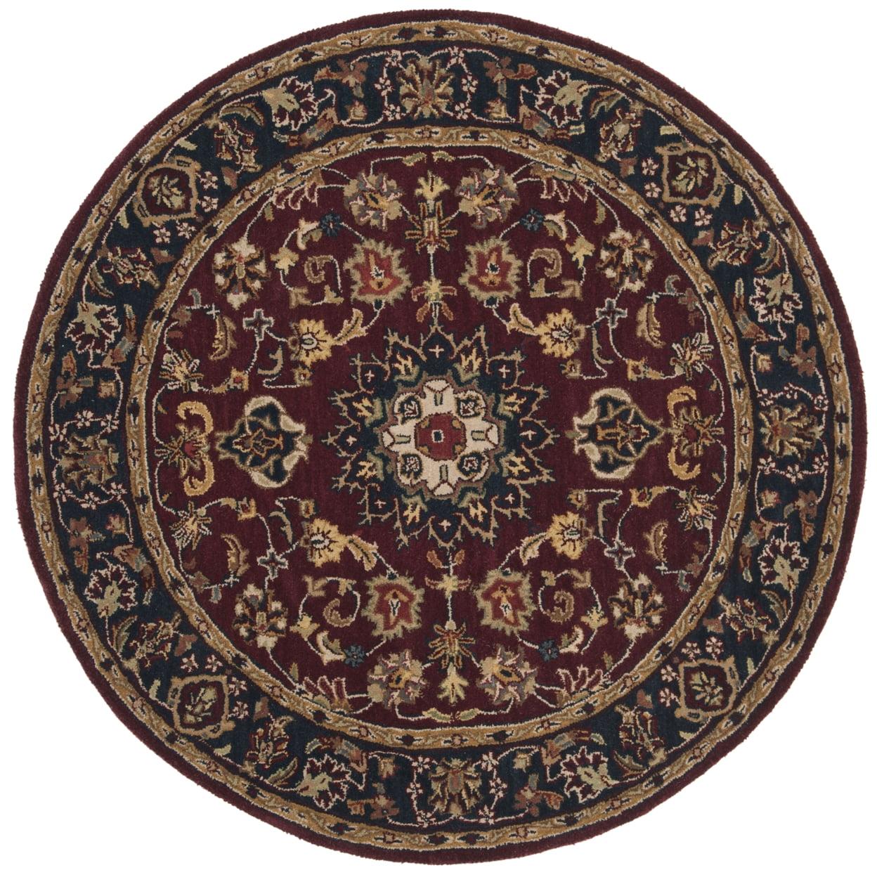 Classic CL362 Hand Tufted Area Rug - Burgundy/Navy - 6' Round - Safavieh.