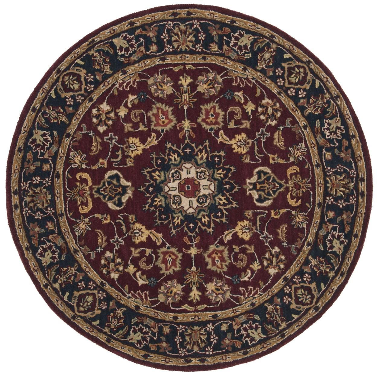 SAFAVIEH Classic Kennet Traditional Wool Area Rug, Burgundy/Navy, 6' x 6' Round