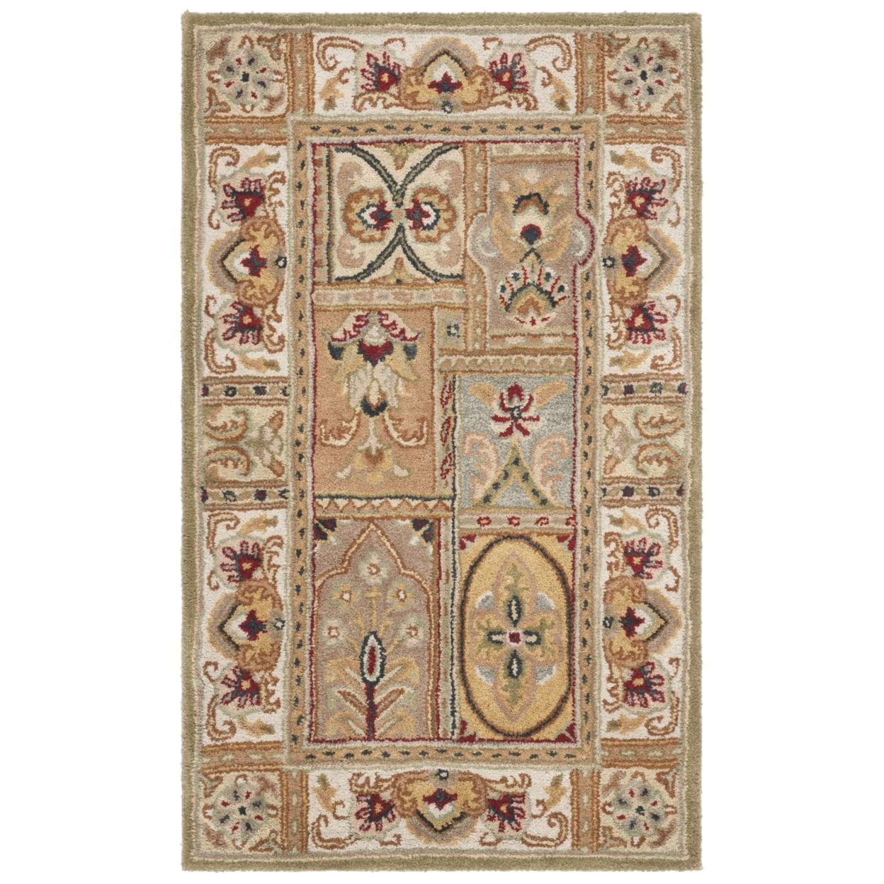 Elegant Sage & Multi-Color Hand-Tufted Wool Area Rug, 3' x 5'