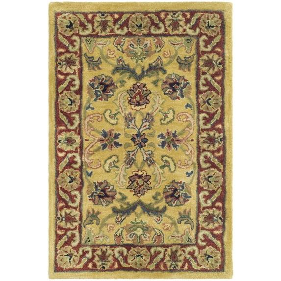 SAFAVIEH Classic Nicholas Floral Bordered Wool Area Rug, Gold/Red, 2'3" x 4'