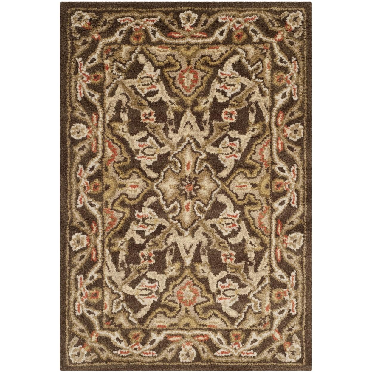 SAFAVIEH Classic Roxanne Floral Bordered Wool Area Rug, Brown, 2' x 3'